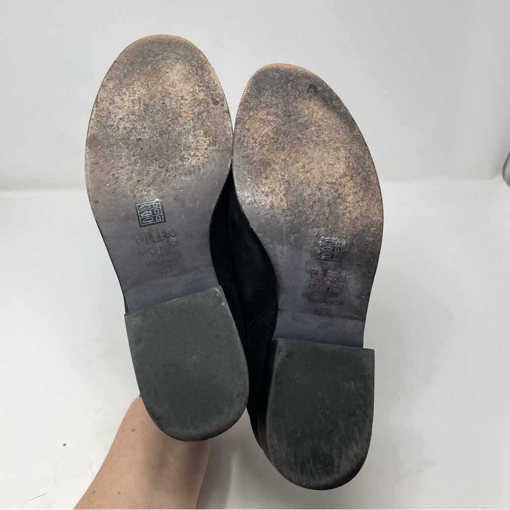 Eileen Fisher Leaf Black Nubuck Booties 10 - Picture 7 of 9